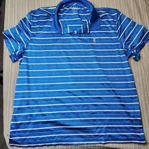 Izod Golf Shirt With Stretch, Blue Stripes